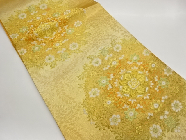 JAPANESE KIMONO / FUKURO OBI / WOVEN FLORAL CREST